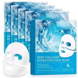 Maani Essence 4x Collagen Face Mask, Hydrating Overnight Hydrogel Mask, Pore Minimizing, Elasticity Improvement, Firming, Moisturizing Bio Collagen Facial Mask snail mucin