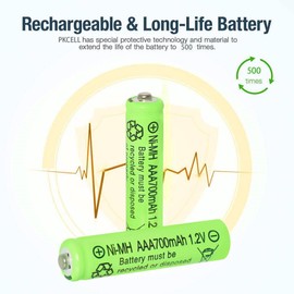 Tokeyla 16 Pack AAA Rechargeable Batteries, 700mAh 1.2V Ni-MH Triple A Batteries High Capacity for Garden Landscaping Outdoor Solar Lights, String Lights, Pathway Lights (AAA-700mAh-16pack)