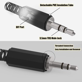 Ancable Replacement 10-Pack TRS Male Plug 3 Pole 1/8" 3.5mm Solder Type DIY Audio Cable Connector for Repair Headphones Headset