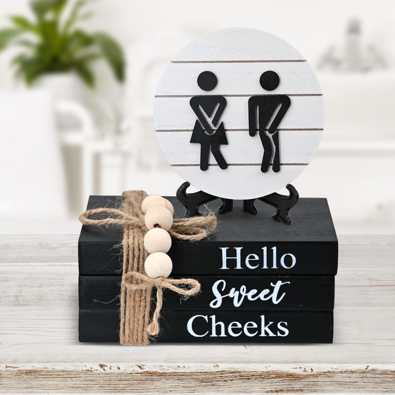 Bathroom Shelf Decor Farmhouse Funny Bathroom Decor Signs,3D Round Shiplap