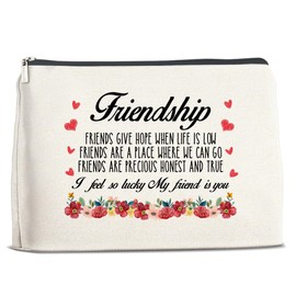 Friendship Gifts, Gifts for Friends Female, Best Friends Makeup Bag Gift for Women Friend Bestie Sister BFF, Friendship Cosmetic Bag