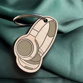 Kopfhörer Schlüsselanhänger handgemacht aus Holz, Glücksbringer, Headphone, Geschenk Musiker, Geschenk Musikbegeisterte, Roar Schlüsselanhänger, Musikfans