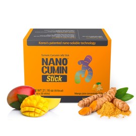 NANOCUMIN Turmeric Curcumin Jelly Stick 30ea, Mango Flavor - 60mg Curcuminoids for 1 Stick - Delicious and Easy - 20g x 30 Days, 21.16 oz