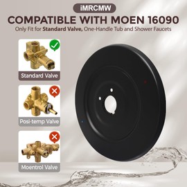 iMRCMW Shower Escutcheon Plate Replacement for Moen 16090 Chateau Collection, fit for One-Handle Tub and Shower Faucets Only, Matte Black