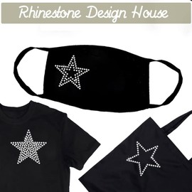 12 Pieces Star Crystal Rhinestone Iron-on Decal Transfer DIY Star Rhinestone T-Shirt Mask Transfer Decal Glitter Pentagram Rhinestone Pattern Decoration (White)