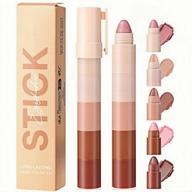 Eye Shadow Stick - 5-in-1 Velvet & Matte Makeup Eyeshadow Stick, Long-Lasting Creamy Formula, Eyeshadow Pencil Includes Shimmer & Matte Finishes for Effortless Glam, Easy to Carry Combination Design