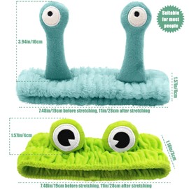FYJLXF Frog Headband Face Wash Headband, 2Pcs Spa Hair Bands Makeup Snail Headbands Cartoon Cute Coral Fleece Elastic Snail Headband Creative Hair Accessories for Washing Face Shower Sports