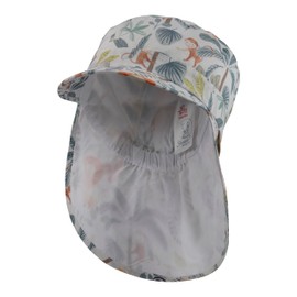 Sterntaler Peaked Cap with Neck Protection Jungle Unisex Baby Hat with UV Protection 50+ Sun Cap Made of Cotton, White