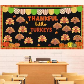 Thanksgiving Turkey Bulletin Board Set Thankful Little Turkeys Bulletin Board Classroom Decorations Autumn Maple Leaves Cutouts Home Wall Party Decorations