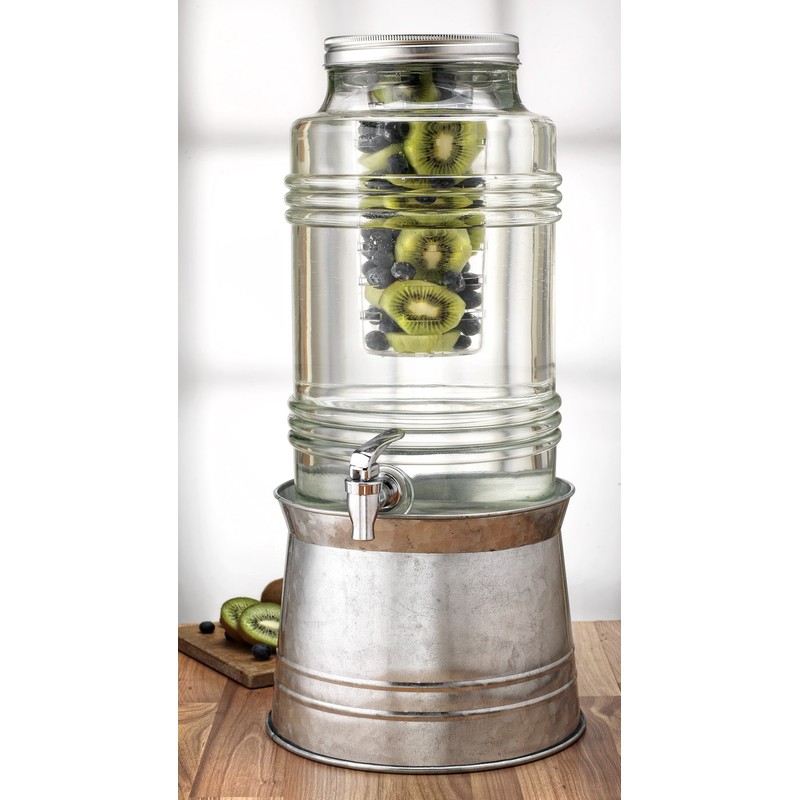 Circleware Breeze Glass Beverage Drink Dispenser with Stand Metal Base