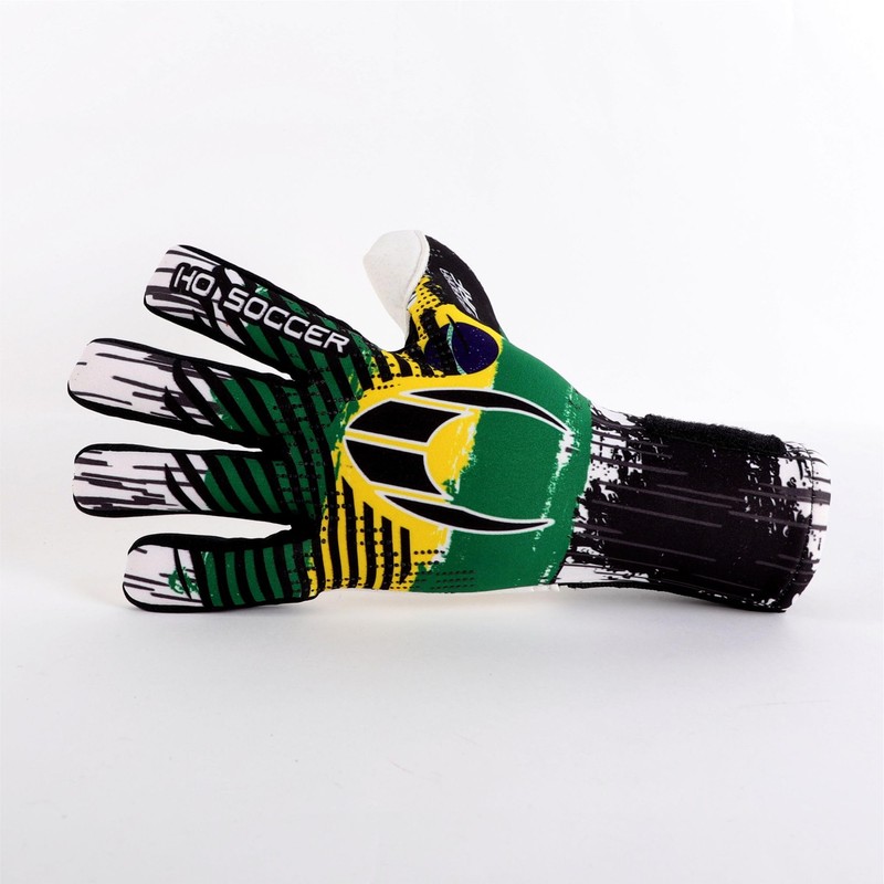 HO Soccer Squadra Turf Negative Brazil Goalkeeper Gloves, Unisex, Kids,