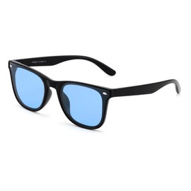 Feisedy B1141 Sunglasses, Unisex, Large, Frame, Popular, UV Protection, Fishing, Driving, Sports, Fashion, Classic, Unisex, black frame blue lens
