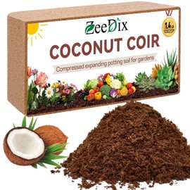 ZeeDix Compressed Coco Coir Brick for Plants, Premium Coconut Coir Bricks Potting Soil Mix, Natural Coconut Husk Coco Peat Brick with Low EC and pH Balance for Gardening Plants Flower Herbs