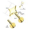Jewseen 14K Gold Threadless Stud Earrings Star Cartilage Stud Top