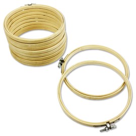 TabbyOne 10 Piece Round Cross Stitch Quilting Bamboo Embroidery Frame 15cm Diameter Lightweight Handmade Craft