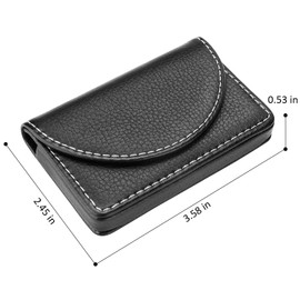 2 PCS Leather Business Card Holder Walle for Men or Women Pocket Business Card Wallet Name Card Case Holder, Black