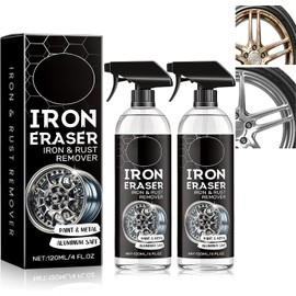 OJJ 2026 New 2Pcs Iron Eraser Rust Remover Spray, Eraser Iron and Rust Remover for Car Wheels and Paint, Fast Acting Rust and Brake Dust Remover, Professional Automotive Surface Cleaning