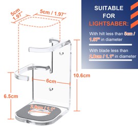 Cosmos Lightsaber Wall Mount Stand Acrylic Lightsabers Display Holder Lightsaber Wall Rack Hook Hanger with Protective Pad for Reversed Vertical Displaying Lightsaber (Transparent Clear Color)