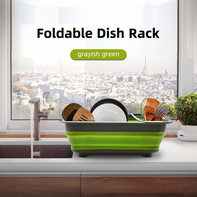 THANSTAR Collapsible Dish Drying Rack for RV Campers Portable Dinnerware