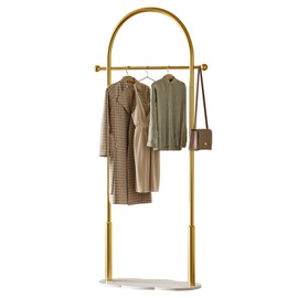 ZHBHYZ Gold Clothing Rack for small spaces,Modern Clothes Rack with Marble Base,Small Garment Racks for Hanging Clothes, Heavy-duty Coat Rack Freestanding for Bedroom,Entryway,Boutiques (gold)