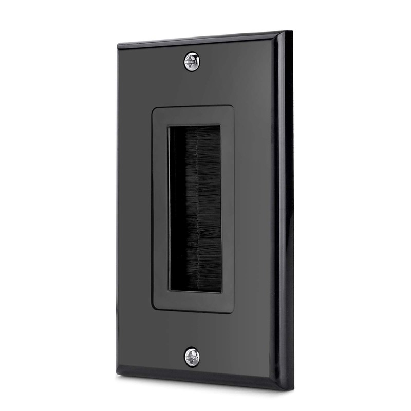 Brush Wall Plate Decora Style, Cable Pass Through Faceplate Insert