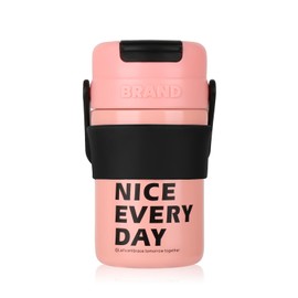 YCT - Taza de café aislada de viaje, 15 onzas, botella portátil de acero inoxidable, a prueba de derrames y fugas, reutilizable para bebidas frías y calientes (rosa)