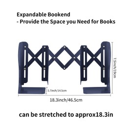 MSDADA Adjustable Bookends, Book Ends for Heavy Books, Expandable Book Organizer for Desk, Shelf, Office, School, for 6 7 8 9 10 11-15 Boys and Girls, Extends up to 19 inches (Royal Blue)