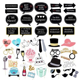 Pack of 52 Photo Props, Wedding Photo Booth Photo Box Props, Decorations for Wedding Party Decoration
