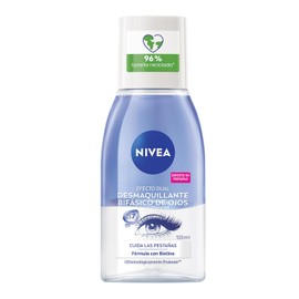 NIVEA Desmaquillante Facial Bifásico de Ojos (125 ml) - Elimina la máscara de pestañas y el maquillaje a prueba de Agua, Enriquecido con Biotina para Cuidar Tus Pestañas