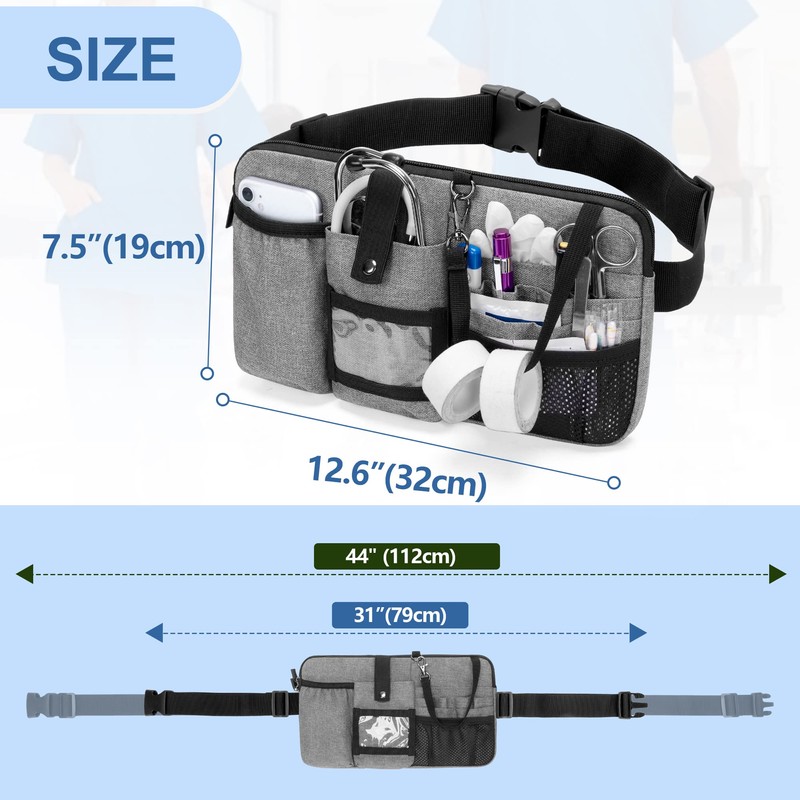 Trunab Utility Nurse Fanny Pack with 12 Essential Tool Pockets,