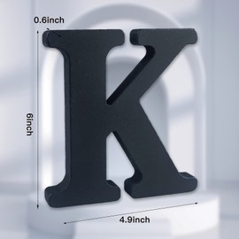 AOCEAN 6 inch Black Wood Letters Unfinished Wood Letter for Wall Decorative Standing Letters Slices Sign Board Decoration for Craft Home Party Projects (K)