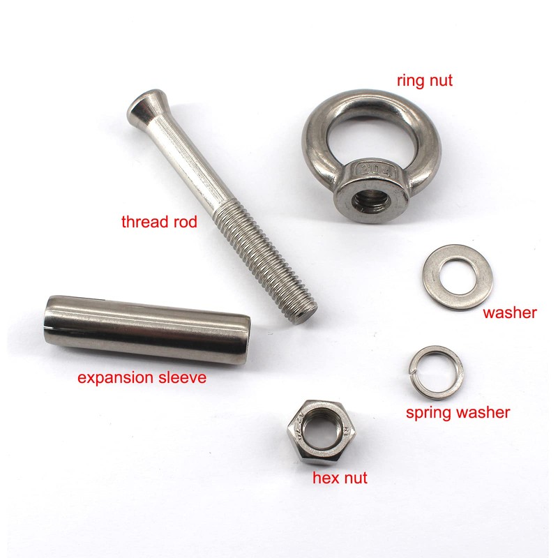 2Pcs M12x150 304 Stainless Steel Lifting Ring Expansion Bolt Shield