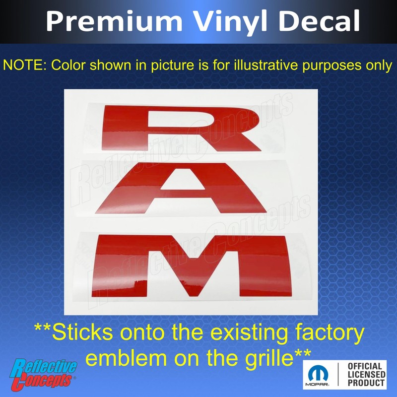 RAM Grille Emblem Overlay Decal Stickers 2025 Ram 1500 (Color:
