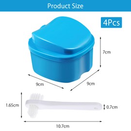 HENGBIRD 4pcs denture box, denture box, dental splint box, denture box, braces box, dental dentures brush, denture box container for false teeth storage cleaning