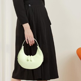 YYW Womens Clutch Purse Shoulder Handbags Crescent Bag Leather Zipper Adjustable Shoulder Strap Hand Bags (Green)