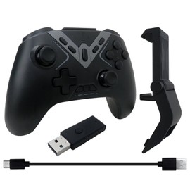 WELURE Bluetooth Controller Built-in 800mAh Battery for 15-20H Gameplay, 2.4G Wireless Controller with USB Dongle&Phone Clip with Hall Trigger/2 Triggers/Macro/Joystick Speed Down/Gyro Aim/Motors