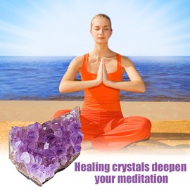 Amethyst Cluster Decor | Raw Amethyst Stones,Natural Amethyst Crystal Clusters, Deep Purple Crystals, Stylish & Meditation Raw Stone for Home, Workplace