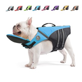 Mklhgty Dog Life Jacket, Reflective Dog Life Vest with Removable Neck Float & High Buoyancy for Swimming and Boating, Ripstop Pet Safety Swimsuit Rescue Handle for Small Medium Large Dogs