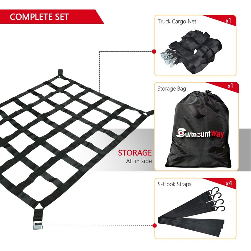 Surmountway Cargo Net for Pickup Truck Bed(66" x 50"), Truck