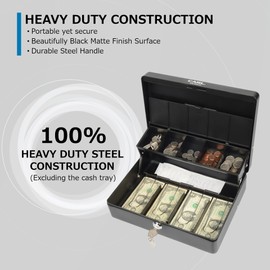 CARL CB-2011 Deluxe Tiered Tray Cash Box, Large, Black