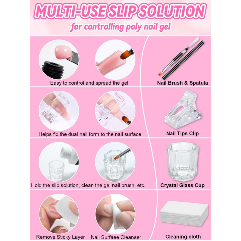 EBANKU Poly Gel Slip Solution Kit - 75ml Anti-Stick Nail