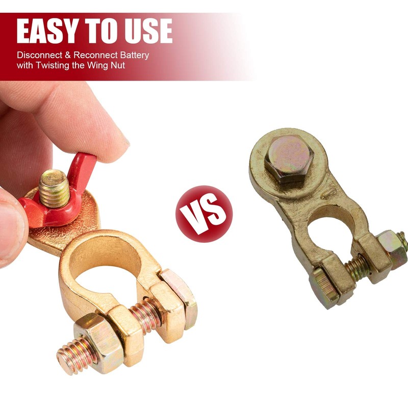CZC AUTO Battery Terminals Solid Brass Clamps Connectors with Color
