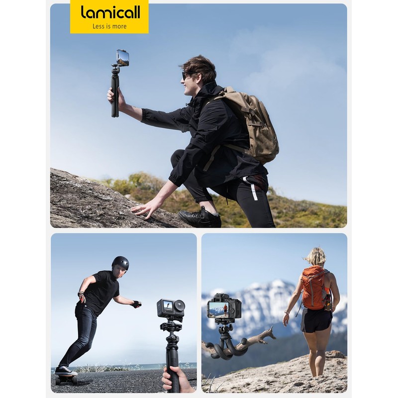 [Innovative Version] Kunkune Smartphone Tripod Stand, Remote Control Storage: Lamicall