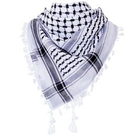 Haakong Arab Shemagh Tactical Desert Keffiyeh Head Scarf Arabic Turban Neck Headwear Arab Wrap with Tassel for Men Women (Style 1, Black)