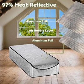 Attic Stairs Insulation Cover 25x54x11 Inch for Pull Down Stairs, Double Bubble Reflective Radiant Barrier Blocks 95% Heat - Energy Saving, Easy Installation Tent