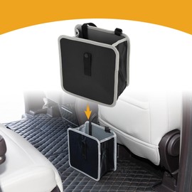 Partuto 1 Pcs Car Trash Can Auto Trash Bin Hanging Folding Oxford Cloth Black Gray 9.1" Length 5.1" Width 9.1" Height