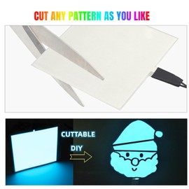 NWpangu Electroluminescent EL Panel Light, DIY EL Cuttable Paper Lamp for Holiday Decoration/Cosplay/Warning Signs, Ice Blue Light (10cm x 10cm)