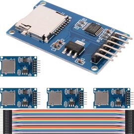 DAOKAI 5PCS Micro SD Card Module TF Card Adapter Reader with Chip Level Conversion SPI Interface Driver Module 3.3V 5V for Arduino, with Dupont Cable