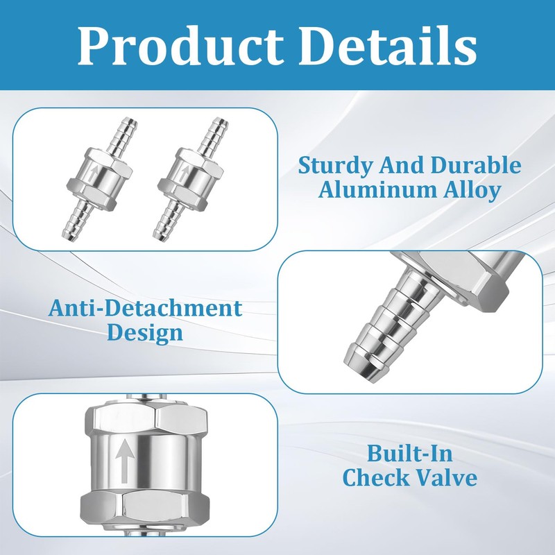 2Pcs 8mm Fuel Non Return Valve One Way Inline Check