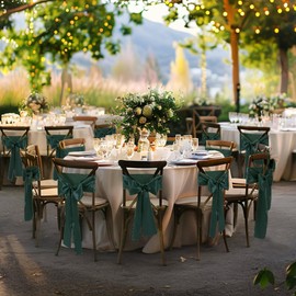 Counfeisly 10 Pcs Blackish Green Satin Chair Sashes Bows Universal Chair Cover for Wedding Reception Events Banquets Party, Hotel Event Decorations, 6 x 108 inch